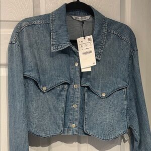 Zara Cropped Denim Shirt